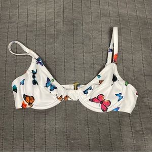 SolKissed Butterfly White Multi color Swim Top Size XS
